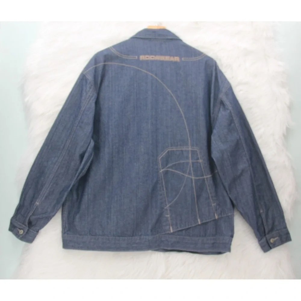 Rocawear Denim Jacket Shacket Men's XL NWOT 100% Cotton Y2k Streetwear Hip Hop